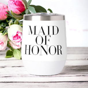 Maid of Honour Black Modern Elegant Personalised