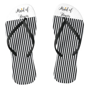Maid of Honour black stripes gold flower Flip Flop