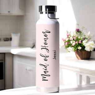 Maid of Honour Blush Pink Bridal Shower Water Bottle