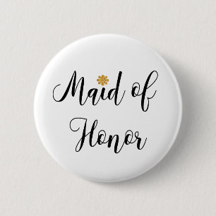 Maid of Honour Bridal Shower Elegant Pinback Butto 6 Cm Round Badge