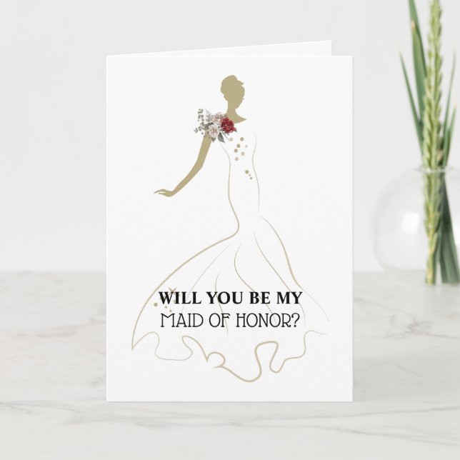 Maid of Honour | Bride wearing wedding dress Card (Front)