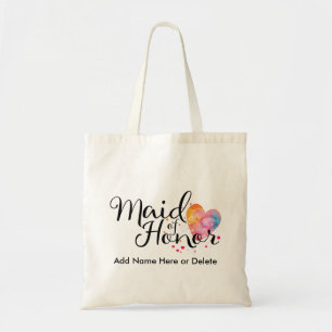 Maid of Honour Budget Tote Bag Watercolor Heart