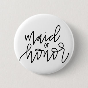 Maid of Honour Calligraphy 2¼ Inch Round Button