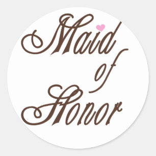 Maid of Honour Classy Browns Classic Round Sticker