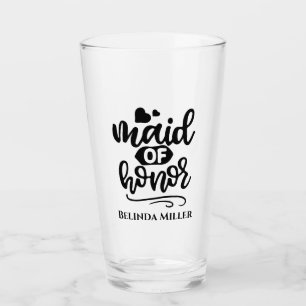 Maid of honour custom typography wedding glass