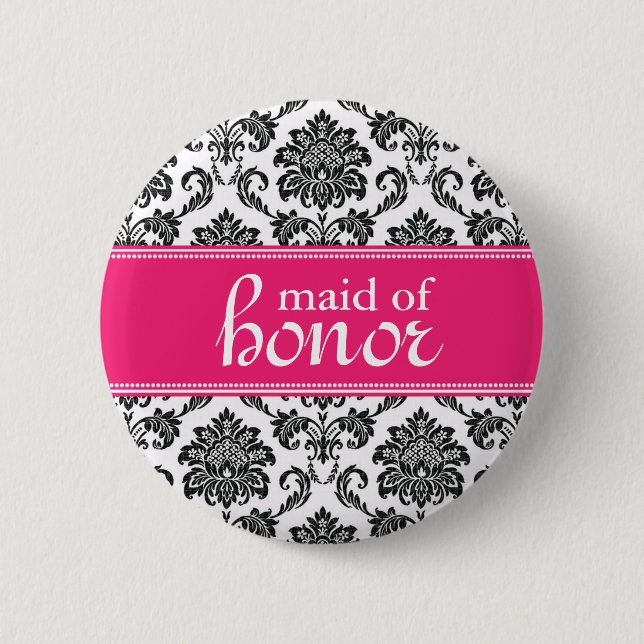 Maid of Honour Damask Button (Front)