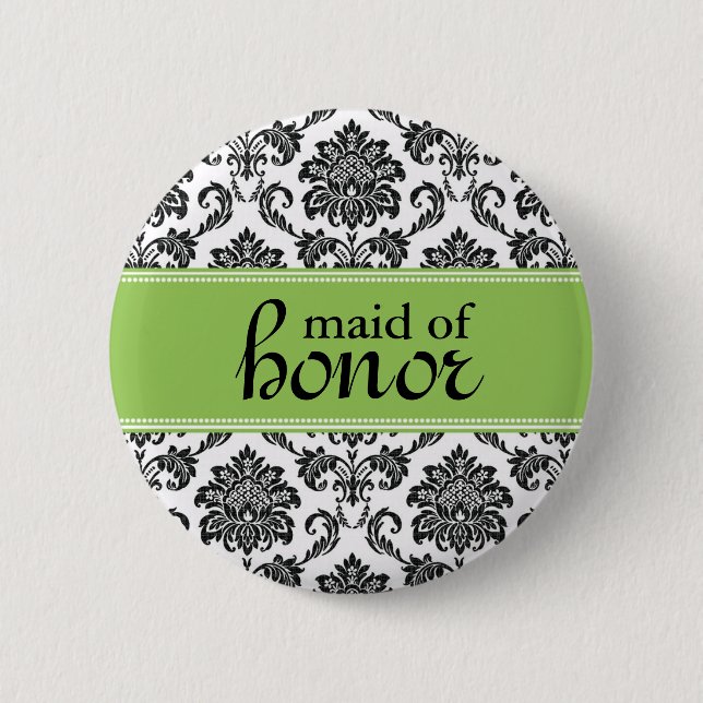 Maid of Honour Damask Button (Front)