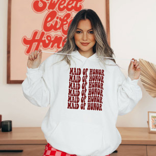 Maid of Honour Dark Red Matching Bridal Party Hoodie