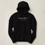 Maid of Honour Dusty Blue Bachelorette Matching Hoodie<br><div class="desc">Simple. Chic. Personalised. These bridal party shirts come with elegant script shadow lettering. Pick your fave fit — t-shirt, oversized tee for a swimsuit cover or sleep shirt, sweatshirt, or hoodie. Pair it with matching tote bags, tumblers and beach towels. Perfect for bridal shower brunches, getting ready pics, and bachelorette...</div>