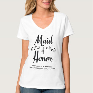 Maid of Honour Elegant Black White Rehearsal Dinne T-Shirt