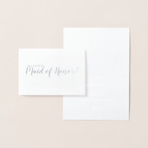 Maid of Honour Elegant Silver Foil Card