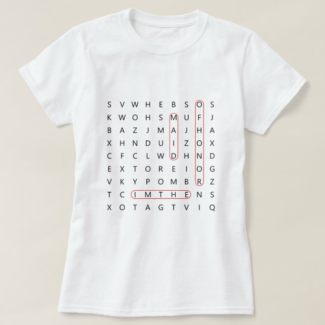Maid of Honour Fun Wedding Word Find Bachelorette  T-Shirt (Design Front)