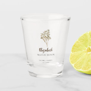 Maid of Honour Gift Elegant Pampas Grass Wedding Shot Glass
