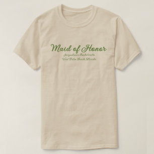 Maid of Honour Green Beige Wedding Party Outfit T-Shirt