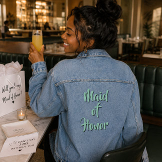 Maid of Honour Green Wedding Colours Denim Jacket