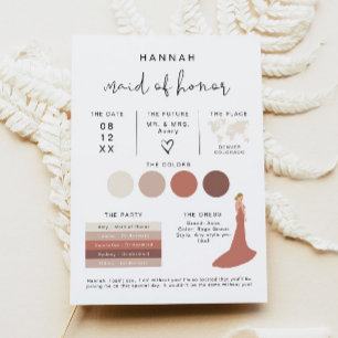 Maid of Honour Info Card, Bridal Party Proposal Invitation