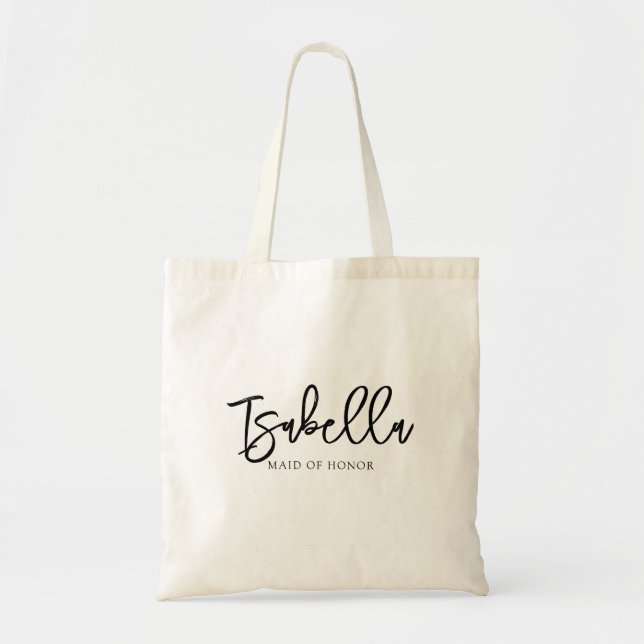 Maid Of Honour | Minimalist Script Bachelorette Tote Bag (Front)