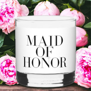 Maid of Honour   Modern Elegant Bridal Party Custo Whiskey Glass