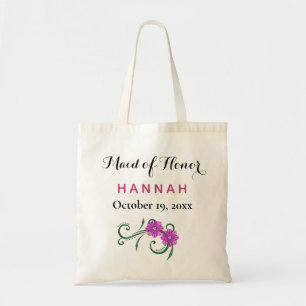 Maid of Honour Modern Typography Pink Wedding Tote Bag