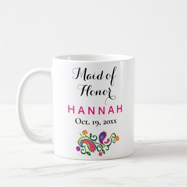 Maid of Honour Modern Typography Script Wedding Coffee Mug (Left)