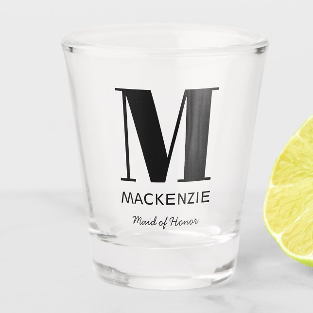 Maid of Honour Monogram Name Shot Glass (Creator Uploaded)