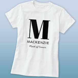 Maid of Honour Monogram Name T-Shirt