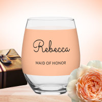 Maid of Honour Monogram Wedding Elegant Chic Peach