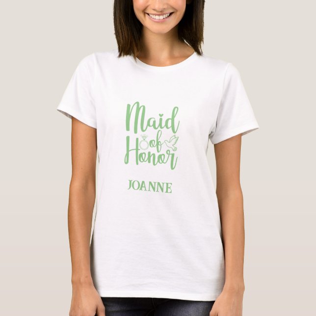 Maid of Honour  (name) T-Shirt (Front)