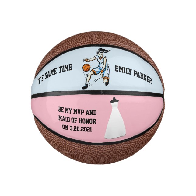 Maid of Honour or Bridesmaid Invite Mini Basketbal Mini Basketball (Front)
