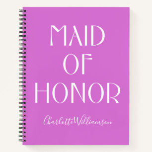 Maid of Honour Orchid Typography Name Wedding Notebook