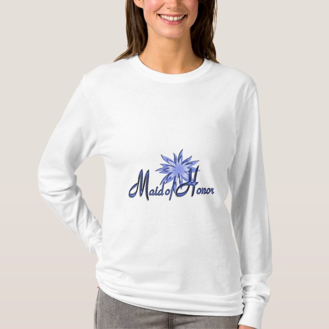 Maid of Honour Personalised Blue Long Sleeve Shirt (Front)