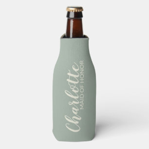 Maid of Honour Personalised Name   Sage Green Bottle Cooler