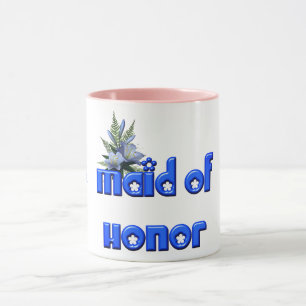 Maid Of Honour Personalised Wedding Blue Mug
