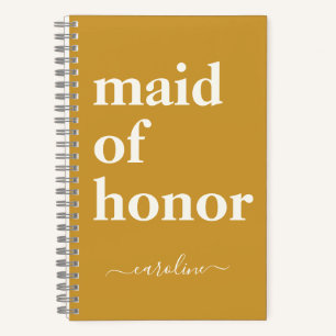 Maid of Honour Personalised Yellow Wedding Gift Notebook