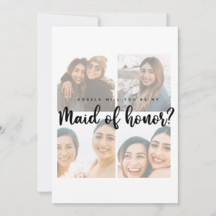 Maid of honour photo collage proposal Flat Card