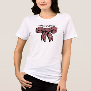 Maid of Honour Pink Black Polka Dot Bow Personalis Tri-Blend Shirt