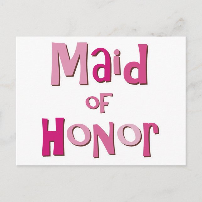 Maid of Honour Pink Brown Postcard (Front)