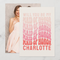 Maid of honour Pink modern girly retro 60's simple
