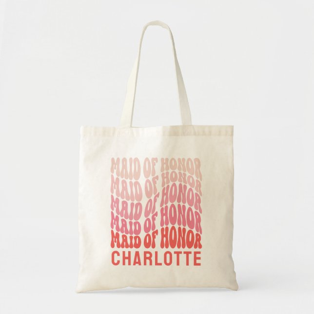 Maid of honour Pink modern girly retro 60's simple Tote Bag (Front)