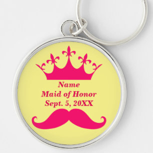 Maid of Honour Pink Moustache and Tiara Rd Keychai Key Ring