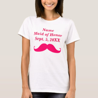 Maid of Honour Pink Moustache Womens Basic T-Shirt