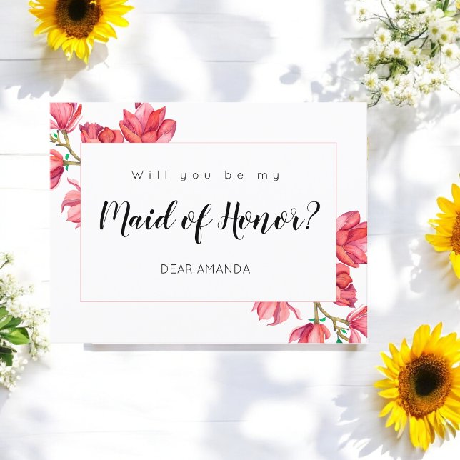 Maid of Honour Pink White Floral Postcard (Creator Uploaded)