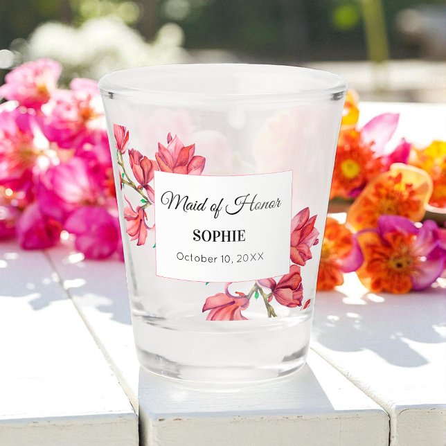 Maid of Honour Pink White Wedding Shot Glass (Creator Uploaded)