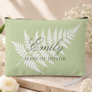Maid of Honour Pistachio Green White Fern Large Accessory Pouch