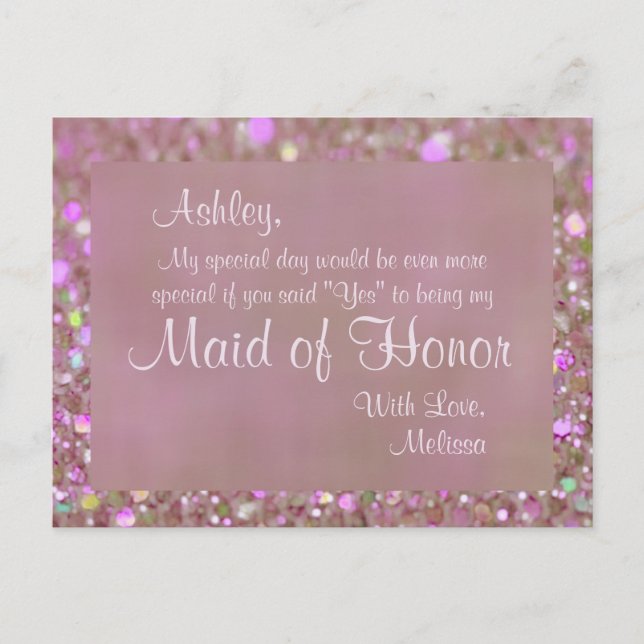 Maid of Honour - Pretty Pink Invitation Postcard (Front)