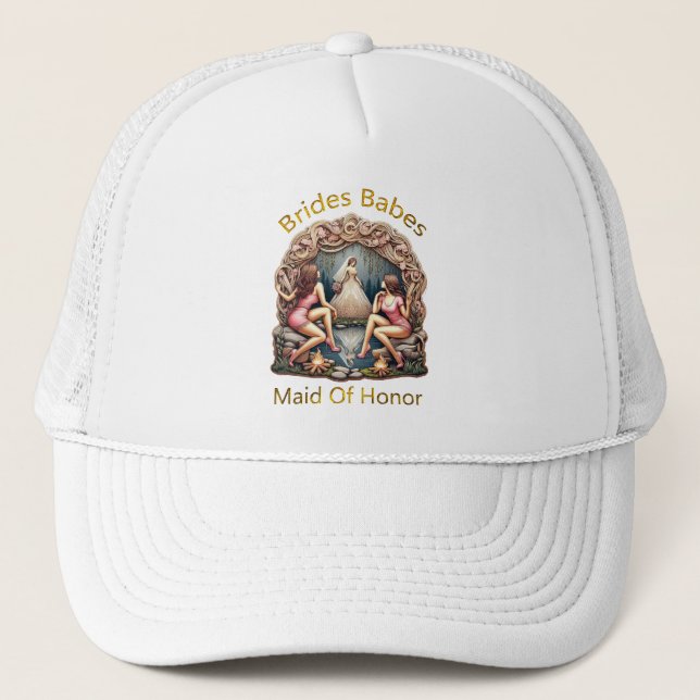 Maid of Honour Pride in a Bridal Party Themed  Trucker Hat (Front)