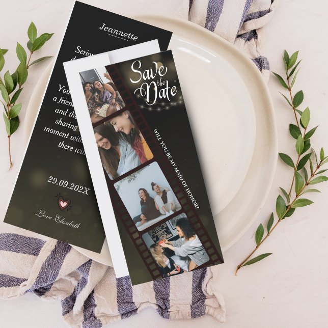 Maid of Honour Proposal Card with 4-Photo Collage (Maid of Honor Proposal Card with 4-Photo Collage)