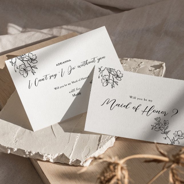 Maid of Honour Proposal Delicate Flowers Elegant Invitation (Creator Uploaded)