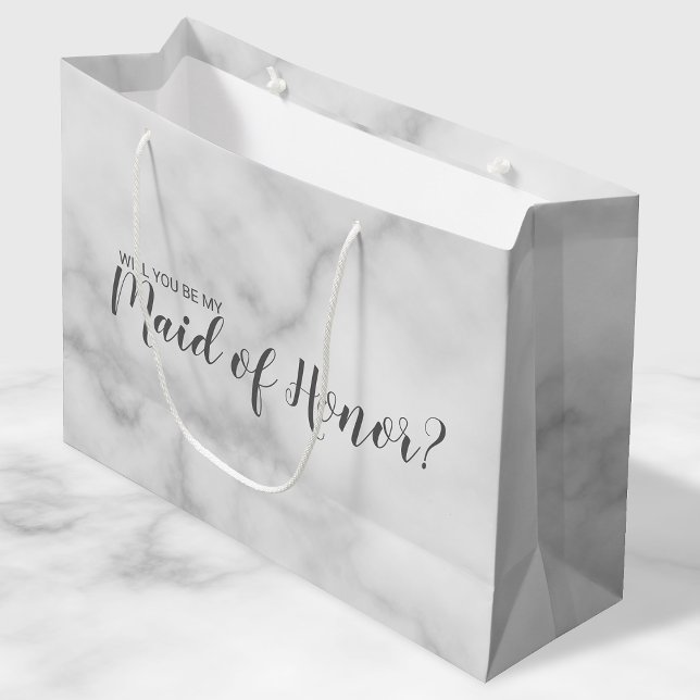 Maid of Honour Proposal Elegant Marble Script Large Gift Bag (Creator Uploaded)