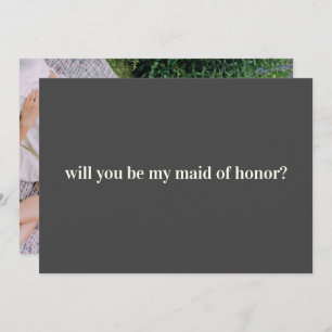 Maid of Honour Proposal in Black with Photo on Bac Card